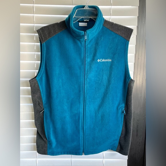 *EUC* Columbia Full Zip~Up Fleece Vest - Unisex L - Blue & Gray - Polyester - Picture 1 of 14